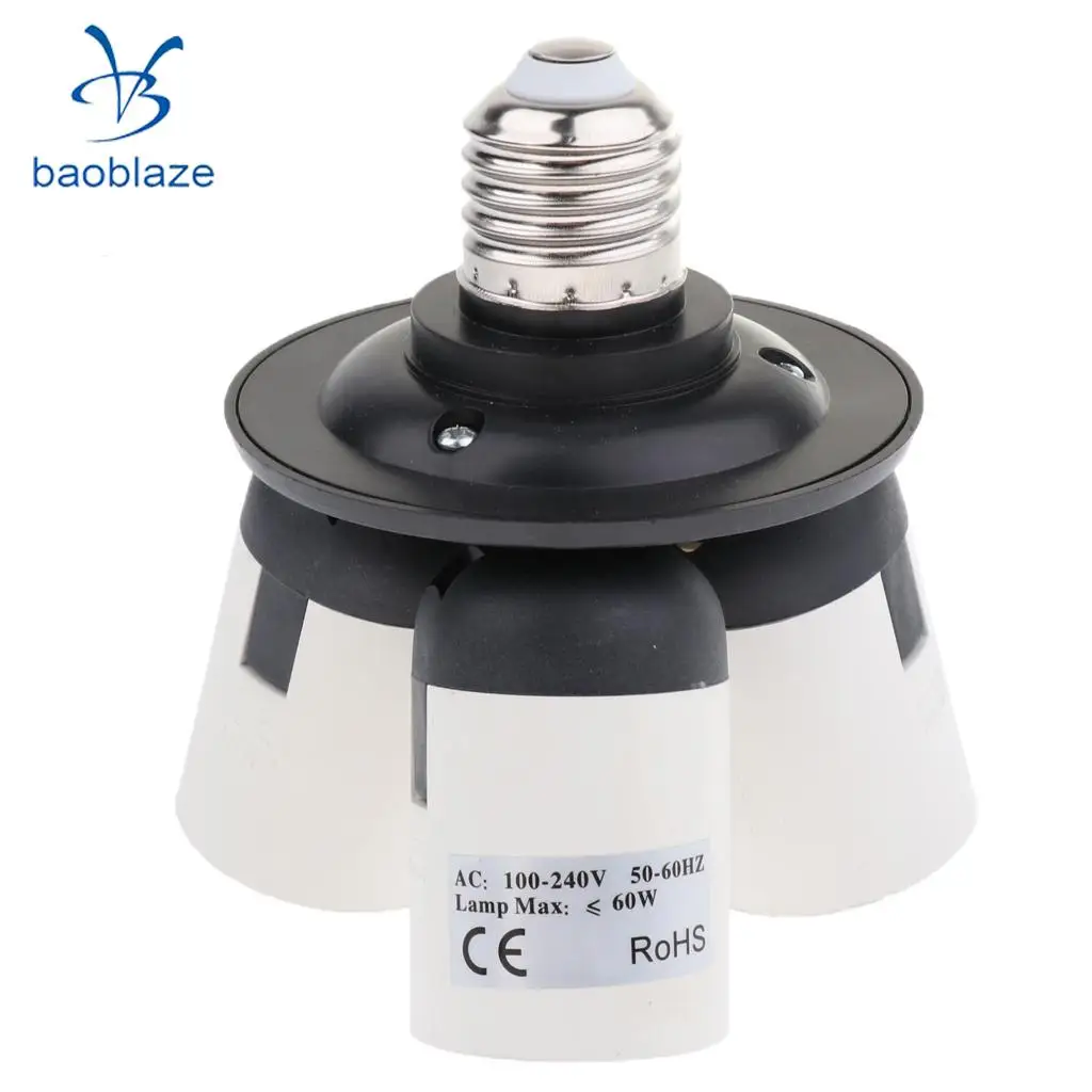 3 in 1 Socket Adapter Converter, 1 to 3 E27 Base Lamp Holder Socket Splitter for Photo Studio, Work Shop, Garage Lighting