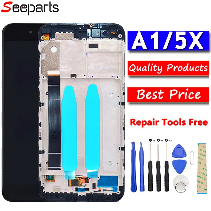 

Tested Xiaomi Mi A1 LCD Display with Frame Screen Touch Panel For Xiaomi Mi 5X Screen LCD Display Digitizer Repair Spare Parts