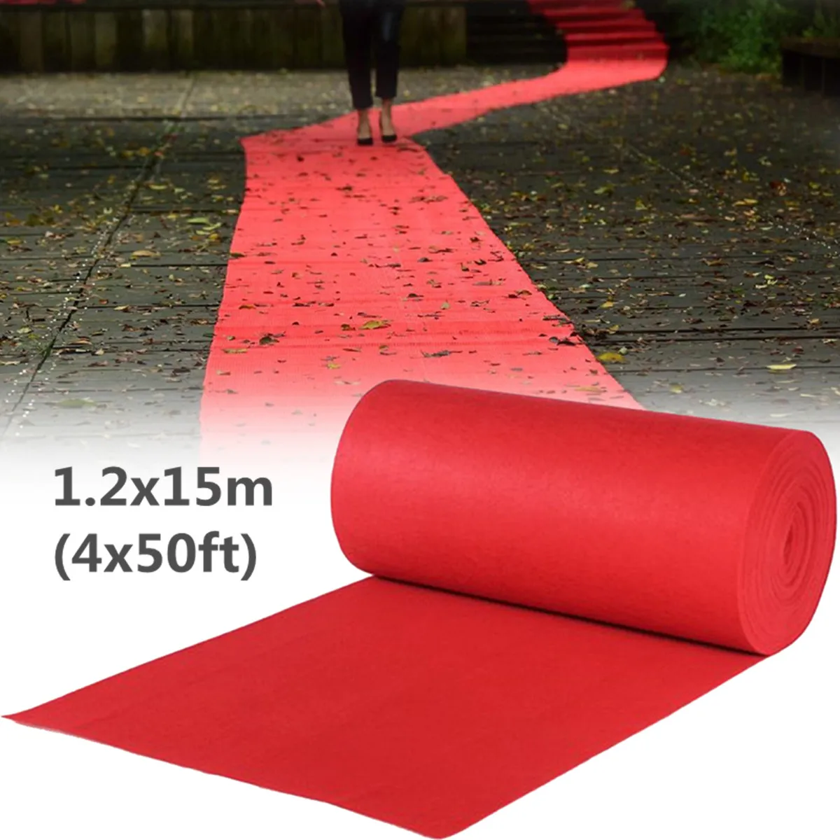 

15X1.2M Wedding Aisle Floor Runner Carpet Polyester Large Red Carpet Rug Hollywood Awards Events Wedding Party Events Decoration