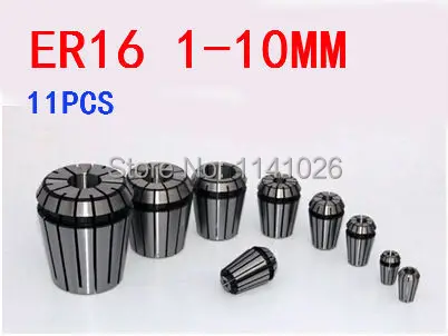 

Free shipping full set (1-10mm) 11pcs standard ER16 collet set for milling lathe tool,spindle motor