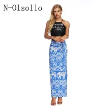N-olsollo/Лидер продаж, летние юбки Jupe Longue, Женская юбка, плюс размер, уличная, с завязками на талии, Boho, одежда, юбки со слоном
