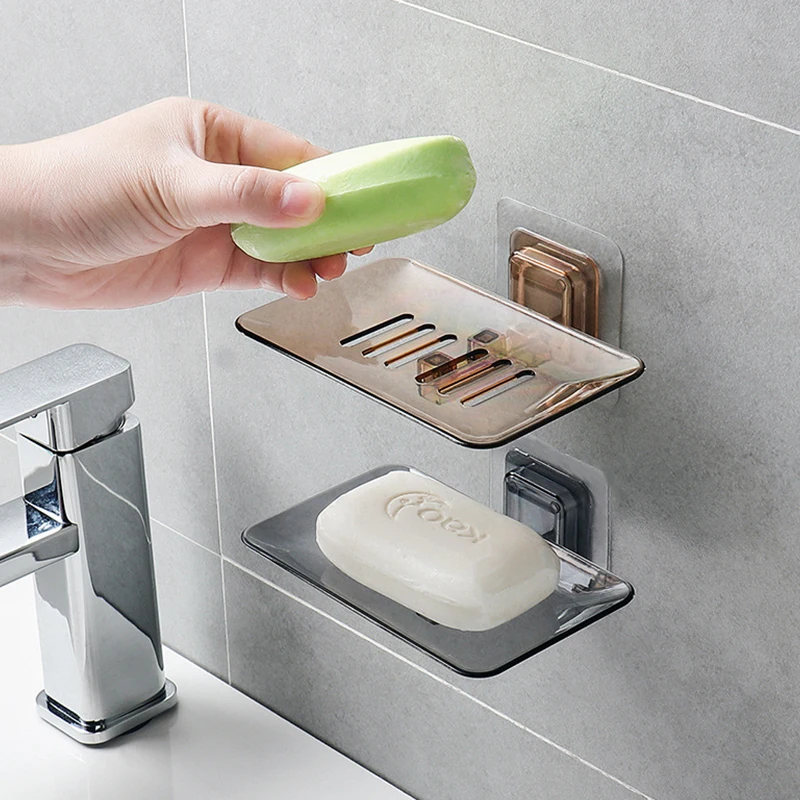 

Bathroom Shower Soap Box Dish Storage Plate Tray Holder Case Soap Holder Bathroom Tray Accessories Box Shelf Wall Dishes hot So