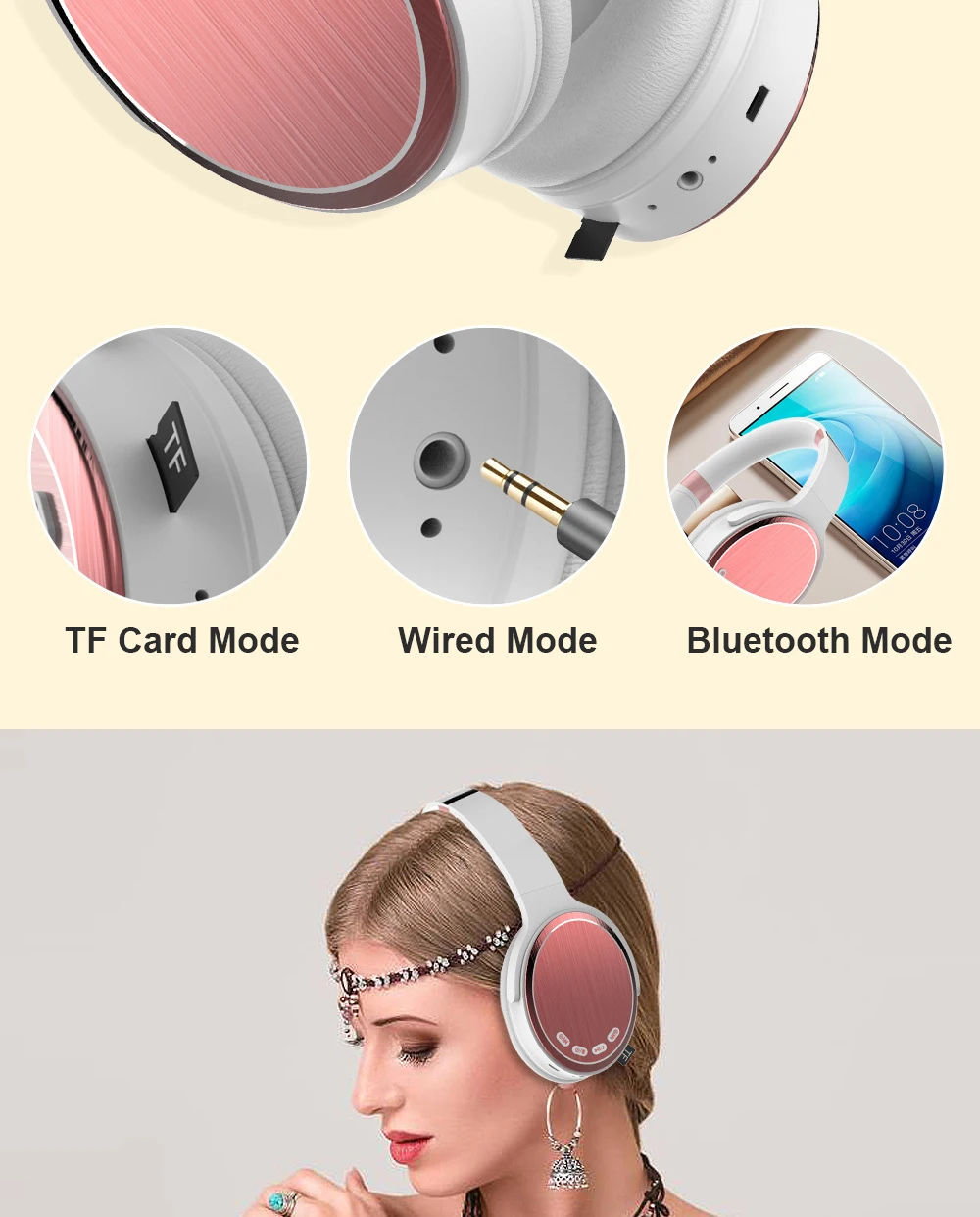 Беспроводные Bluetooth наушники Hi-Fi стерео бас складные спортивные музыкальные проводные наушники с микрофоном TF слот наушники для телефона ПК