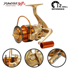 Yumoshi 12BB 5.2:1 500-9000 Metal Spinning Fishing Reel Carp Spinning Body Carp Feeder Fishing Reels Carretilha molinete Daiwa
