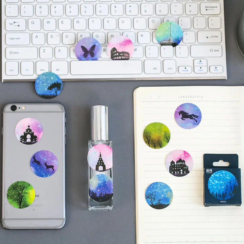 

Lolede 50pcs/set Starry Sky Stickers Cartoon Waterpoof DIY Baby Toys for Children Kids Boy Girl Gift