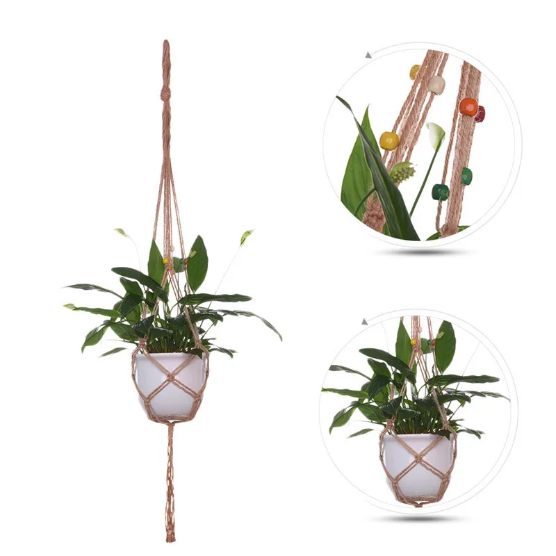 

DIY Flowerpot Hanging Rope Macrame Plant Pot Holder Hemp Rope Handmade Garden Home Decor Flower Plant Hanger Large Load Bearing