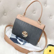 ETAILL Pu Leather Women Handbag Crocodile Pattern Small Flap Bag Female Shoulder Bag with Wide Strap