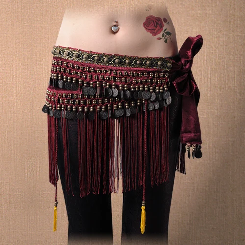 Hip Scarf Belly Shaker Belt Belly Dance Coins Tribal Sash Hip