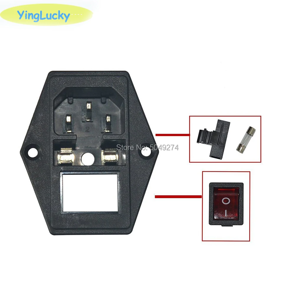 JAMMA-스위치 전원 소켓 커넥터, 아케이드 컴퓨터 캐비닛 용 퓨즈 홀더가 있는 AC 250V 조명, Jamma 및 Mame DIY, 2 개