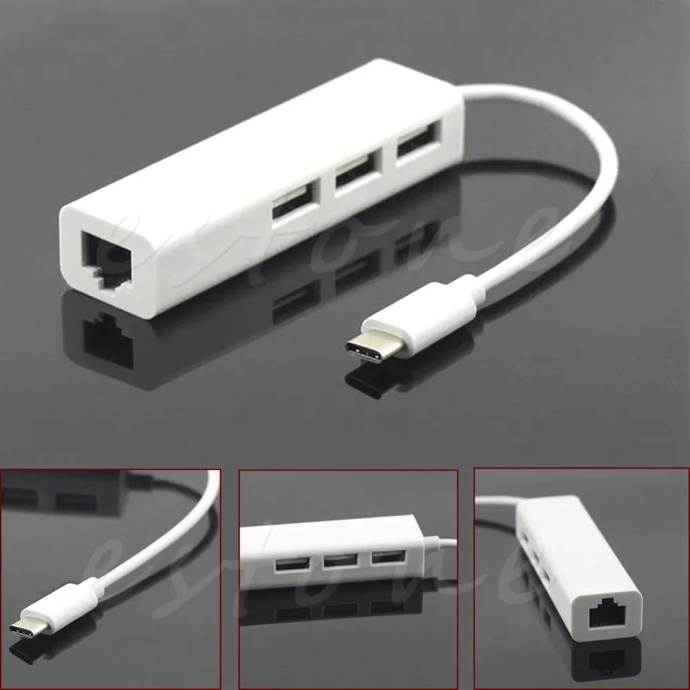 

USB 3.1 Type C USB-C Multiple 3 Ports Hub With Ethernet Network LAN Adapter