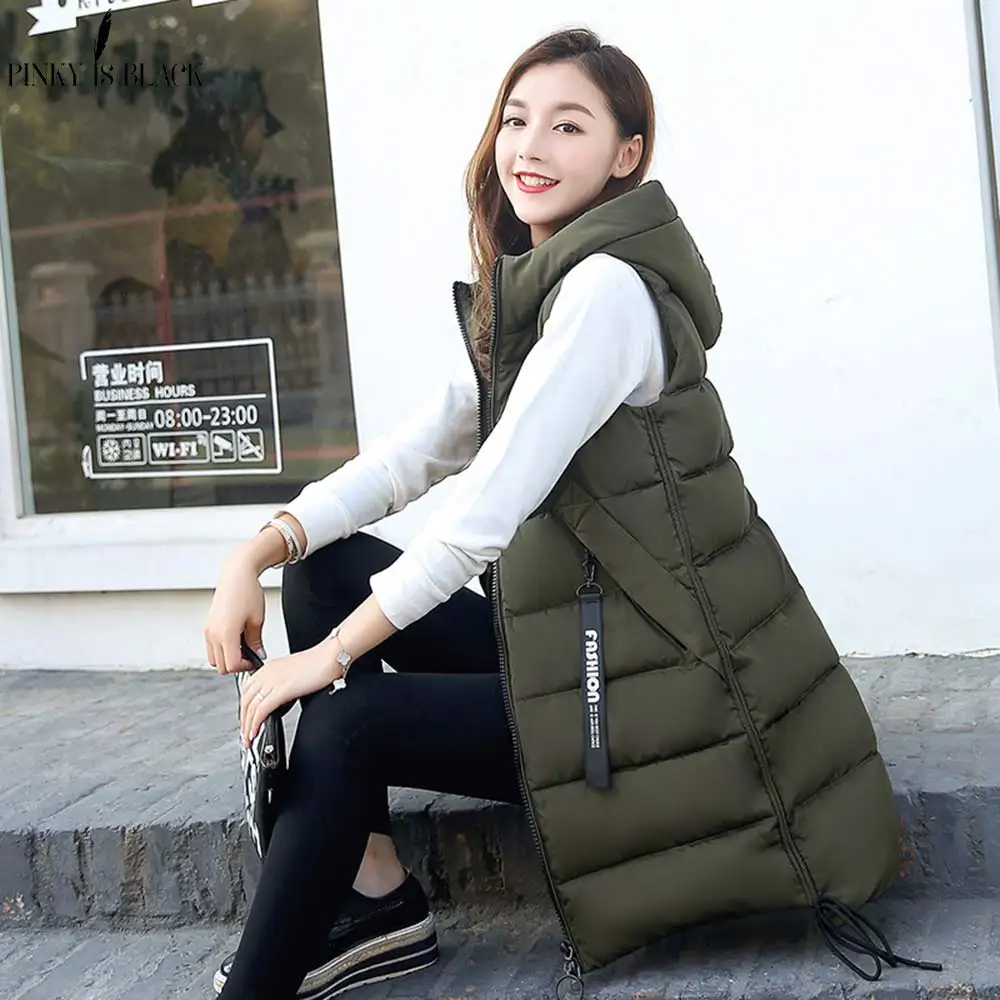 PinkyIsblack Autumn Winter Vest Women Waistcoat 2018 Female Sleeveless Vest Jacket Hooded Warm Long Vest Coat Colete Feminino PinkyIsblack Autumn Winter Vest Women Waistcoat 2018 Female Sleeveless Vest Jacket Hooded Warm Long Vest Coat Colete Feminino