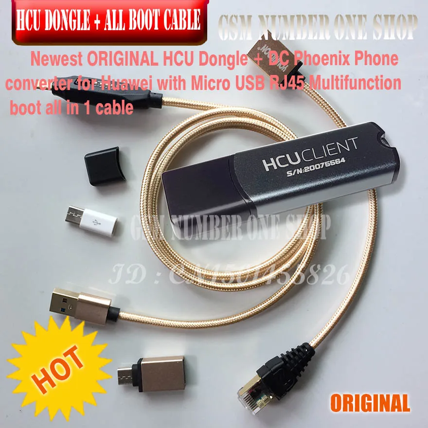 US $109.06 Newest ORIGINAL HCU Dongle DC Phoenix Phone Converter For Huawei With Micro USB RJ45 Multifunction Boot All In 1 Cable