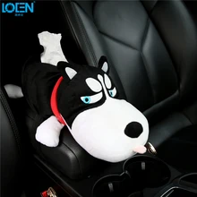 LOEN креативный милый плюшевый чехол на спинку сиденья автомобиля подвесная коробка из ткани лайки животные стиль бумажный держатель Универсальный Авто салфетка спинка сиденья