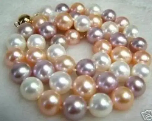 

10MM AAA South Sea Multi-Color SHELL PEARL NECKLACE 18''^^^@^Noble style Natural Fine jewe FREE SHIPPING
