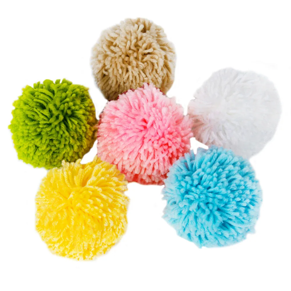 LaRibbons 10cm Woolen Fluff Ball Pom-Pom for Craft Making DIY Creative Decoration 6-Assorted Pack 