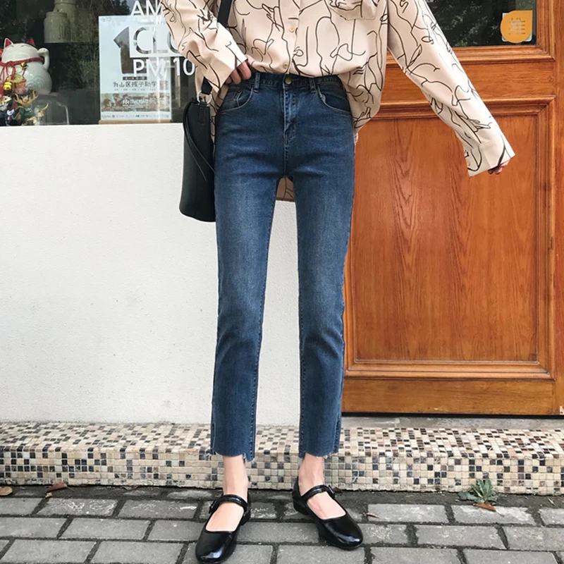 Straight Jeans Women Vintage High Waist Washed Denim Jeans