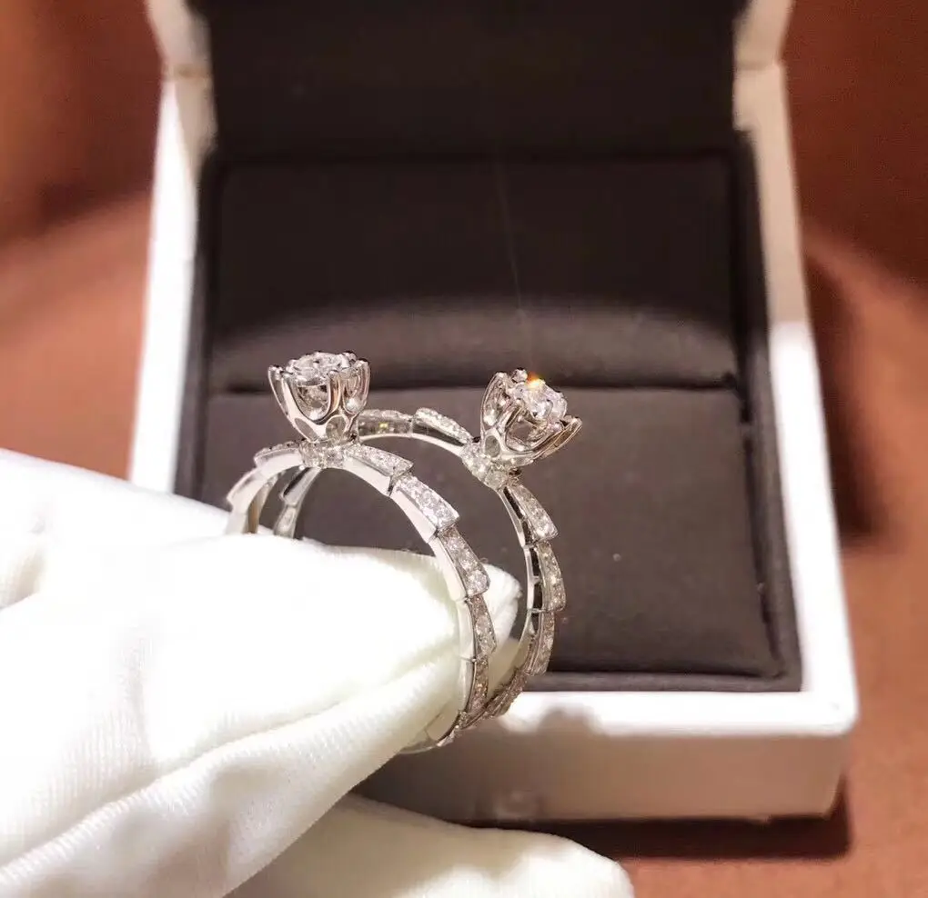 

Brand Snake Promise ring 925 Sterling silver Pave AAAA cz Engagement Wedding Band Rings for women Bridal Statement Party Jewelry