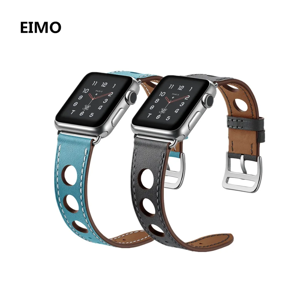 

EIMO Genuine leather loop strap For Apple Watch band 42mm 38mm Single Tour leather straps for Hermes iwatch bands series 3 2 1