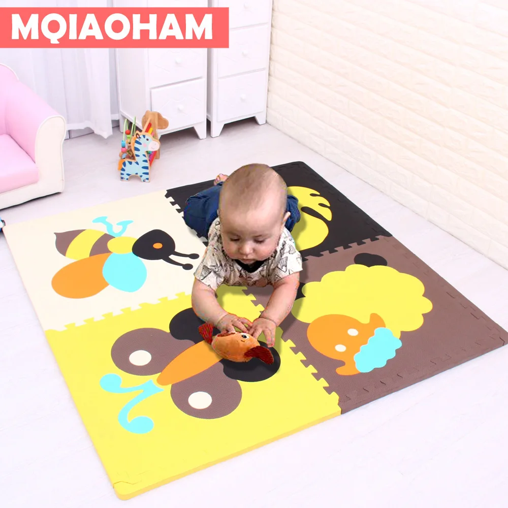 

2 CM Thick 60*60CM 4 pcs Baby Floor Mat Foam Puzzle Mat Exercise Tiles Non slip Foam Play Mat EVA Foam Carpet Kids Game Pads