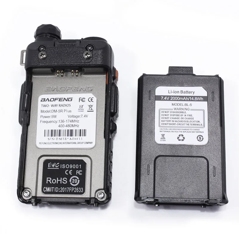 2PCS Baofeng DM-5R plus Two-way radio VHF/UHF Timer1 Dual Band DMR Digital Radio DM 5R 10 km Walkie Talkie Transceiver+usb cable