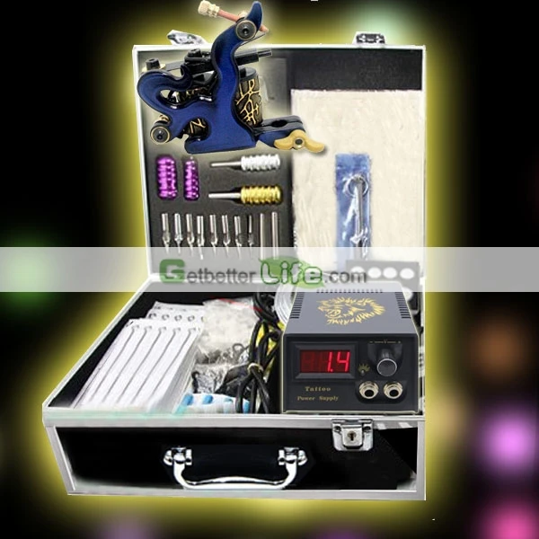 

USA Dispatch Complete Beginner Tattoo Kit 1 Tattoo Machine Gun Needles LCD Power Tips Equipment set Supplies