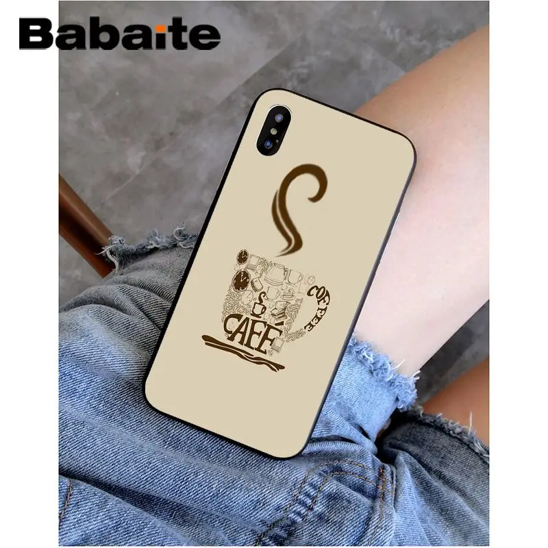 Babaite Ok Но сперва кофе бант с узором Оболочка Чехол для телефона iPhone 5 5Sx 6 7 7 plus 8 8 Plus X XS MAX XR