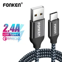 

FONKEN USB Type-C Cable Quick Charger USB 3.1 Type C Cable 2128AWG 2.4A Fast Charging Data Cable for Mobile phone cables