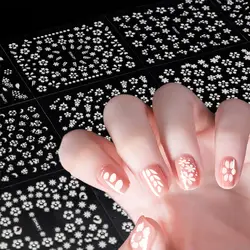 30 шт. 3D ногтей наклейки 1 лот белый цветочный узор DIY Nail Art наклейки украшения клей Маникюр наклейки для ногтей # NTL-13