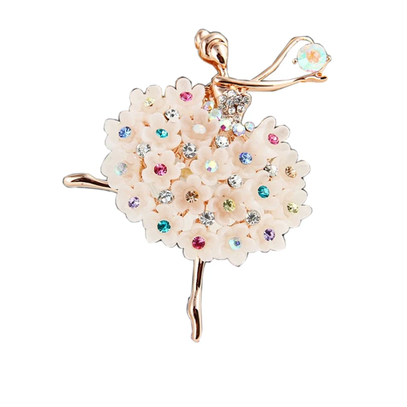Starbeauty Perfect Ballet Girl Brooch Pin Rainbow Colored Flower Sea