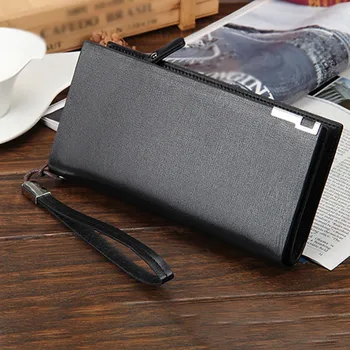 

Fashion Card Holder Male Purse Classic Long Style Men's Wallets Quality Leather Zipper Large Capacity Wallets Wristband Wallet