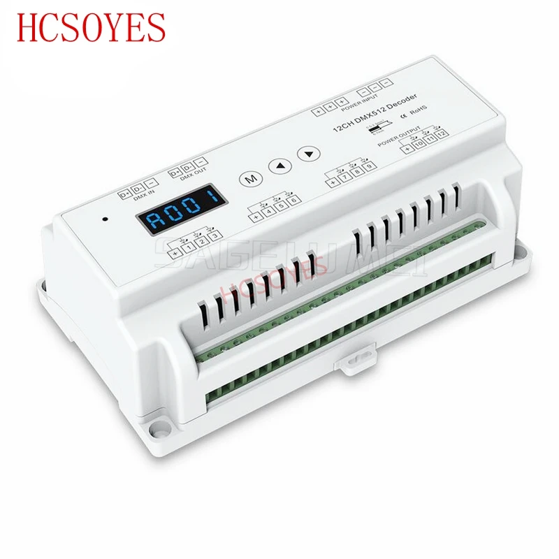

D12 DC5V-36V input 12 Channels 12CH CV DMX512 Decoder;5A*12CH output with display for setting DMX address For led rgb led strip