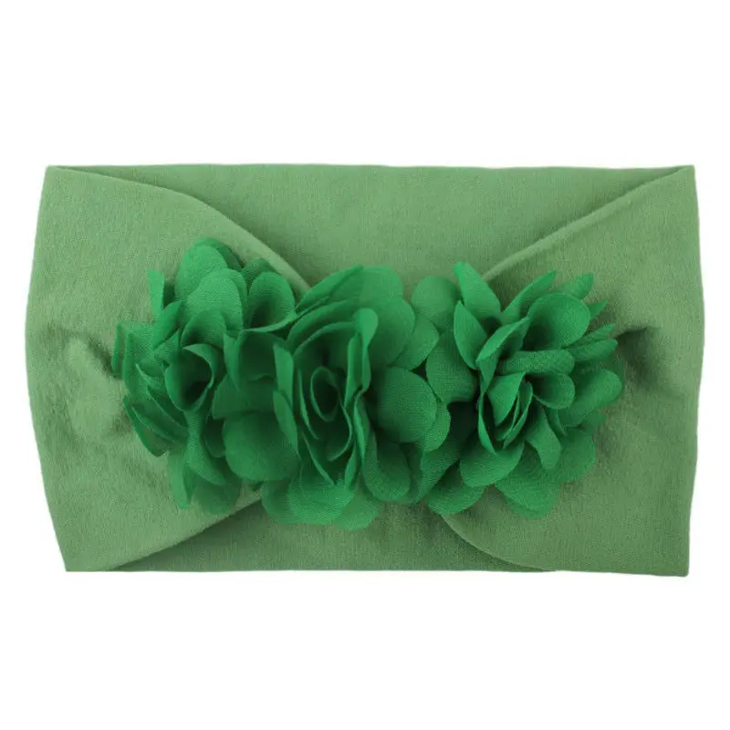 Стиль девочка дети малыш сплошной цветочный очаровательный ободок повязка для волос с бантиком аксессуары Головные уборы - Цвет: Зеленый