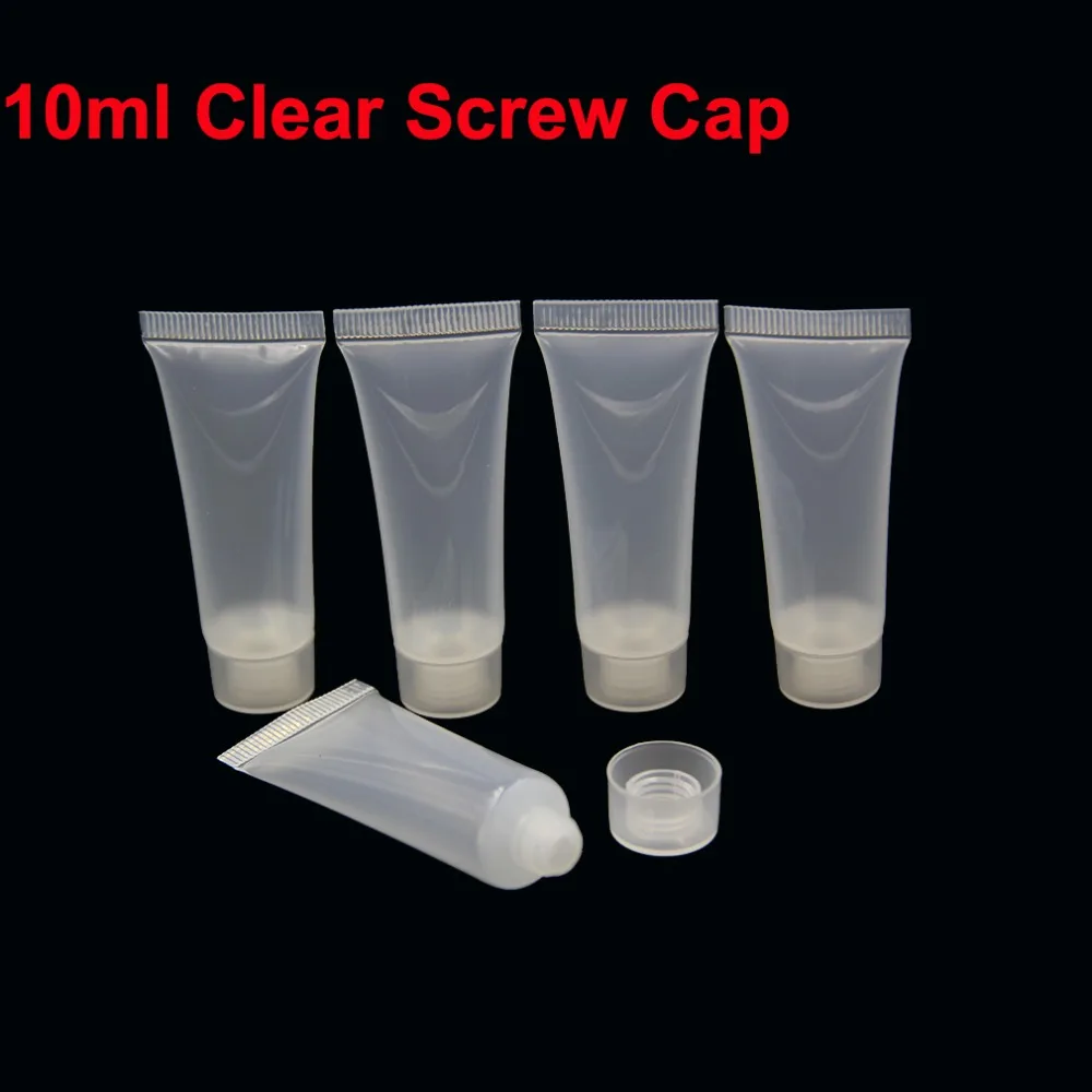 50pcs 10ml Clear Plastic Cream Toothpaste Tubes Empty Cosmetic Sample