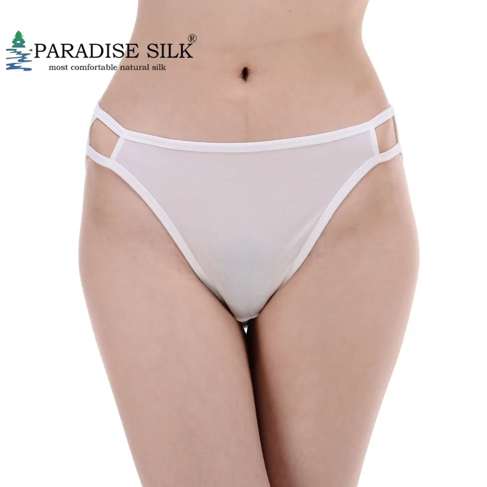 

Underwear Women 4 Pair 100% Silk Knit Women's String Bikini Panties Two Line Elastic Solid Tanga US S M L XL XXL Multi-Color
