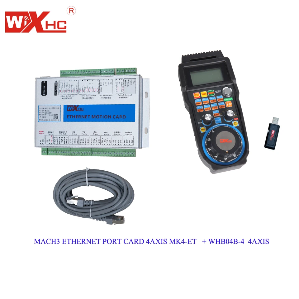 

XHC 4AXIS Mach3 LAN newest cnc control card 2MHZ and MACH3 Wireless cnc remote WHB04B-4