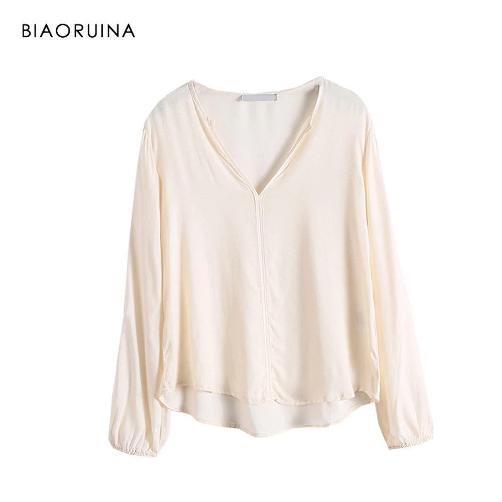 BIAORUINA المرأة الصيف الخامس الرقبة الصلبة مستقيم تي شيرت طويلة الأكمام الإناث الأساسية كل مباراة قمم السيدات أنيقة المحملات الصيف قمم BIAORUINA المرأة الصيف الخامس الرقبة الصلبة مستقيم تي شيرت طويلة الأكمام الإناث الأساسية كل مباراة قمم السيدات أنيقة المحملات الصيف قمم