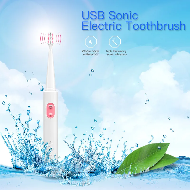 

Sonic Electric Toothbrush USB Rechargeable Waterproof Tooth Brush Intelligent Timer Teeth Whitening Toothbrush +3 Brushing Modes