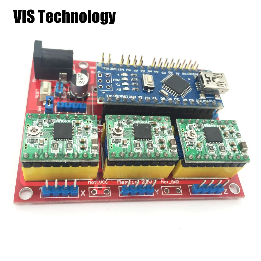 3D V4 CNC Щит V4 гравировальный станок+ Nano 3,0 CH430 с USB+ A4988 Reprap Шаговые драйверы для GRBL CNC arduino Diy комплект