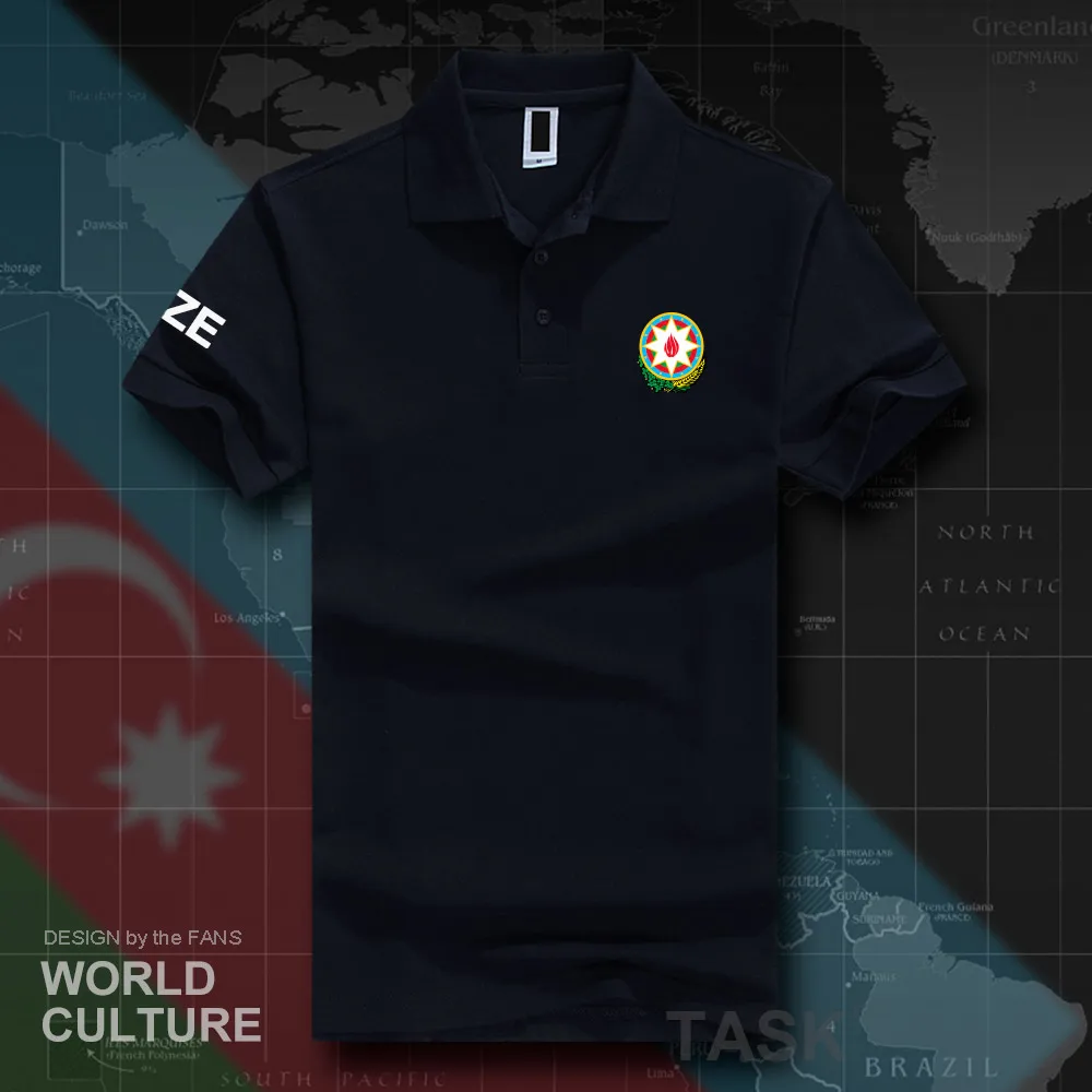 

Republic of Azerbaijan AZE polo shirts men short sleeve white brands printed for country 2018 cotton nation emblem new fashion