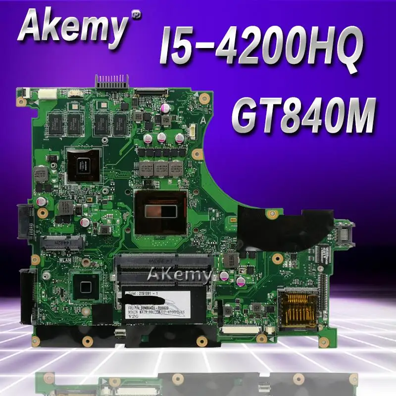 Akem N56JN материнская плата для ноутбука For Asus N56J N56 тест оригинальная I5-4200HQ GT840M-4GB |