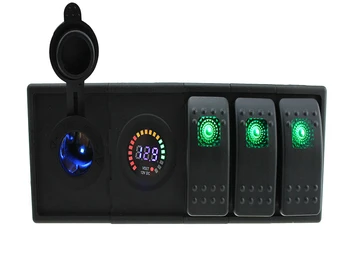 

IZTOSS DC 12V/24V LED Digital voltmeter power Socket with toggle rocker switch jumper wires and housing holder GREEN