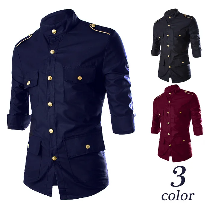Мужские классические рубашки в Корейском стиле Стильные повседневные с отложным