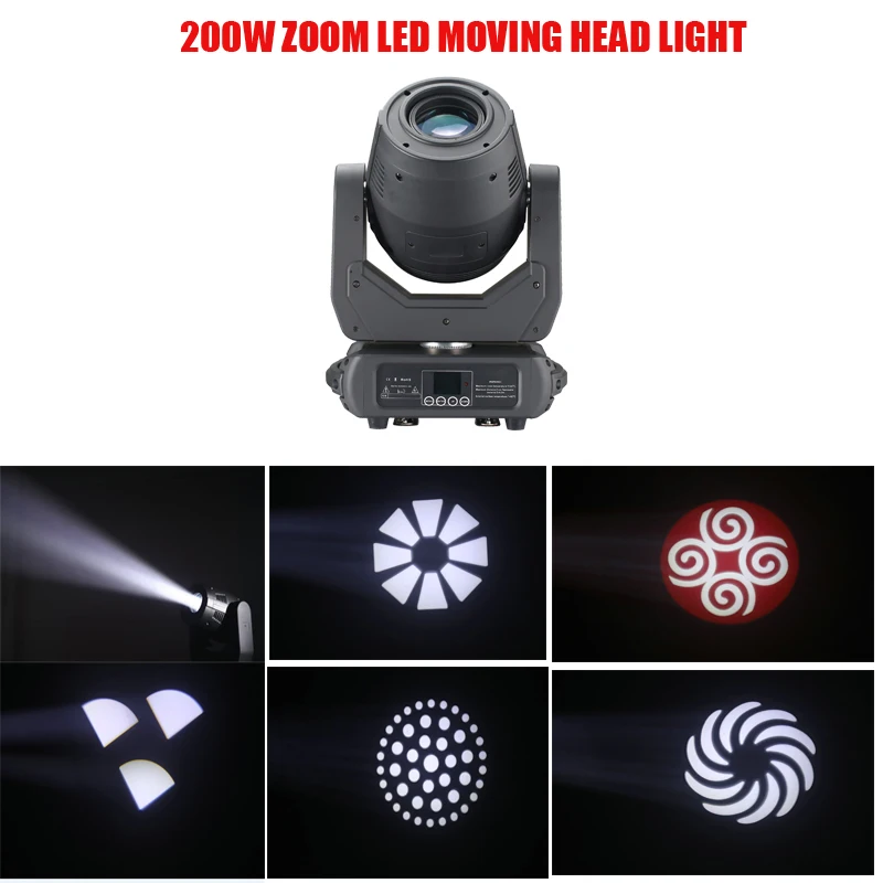 

New 200W Zoom LED Moving Head Spot Wash Light Disco Stage Lighting 16/18CH With 8 GOBOS+OPEN WHEEL ROTATAION Beam Lights