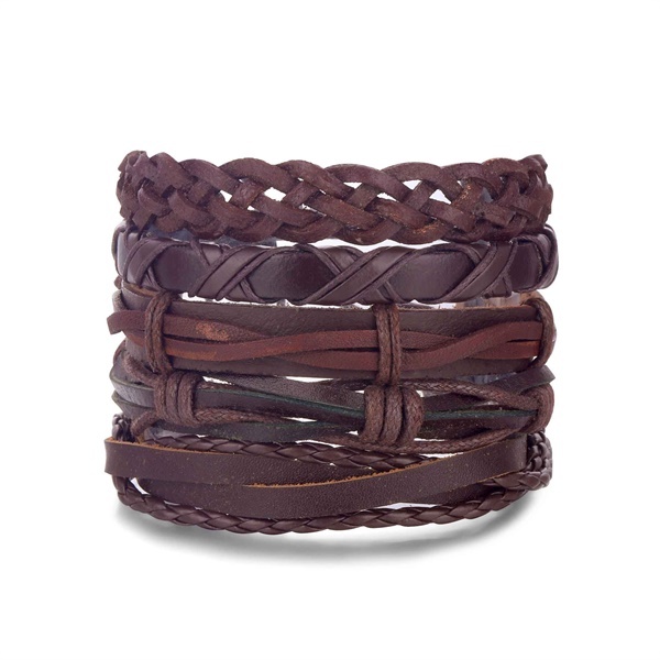 Leaf Feather Multilayer Leather Bracelet Men Fashion Braided Handmade Star Rope Wrap Bracelets & Bangles Male Gifts Jewe