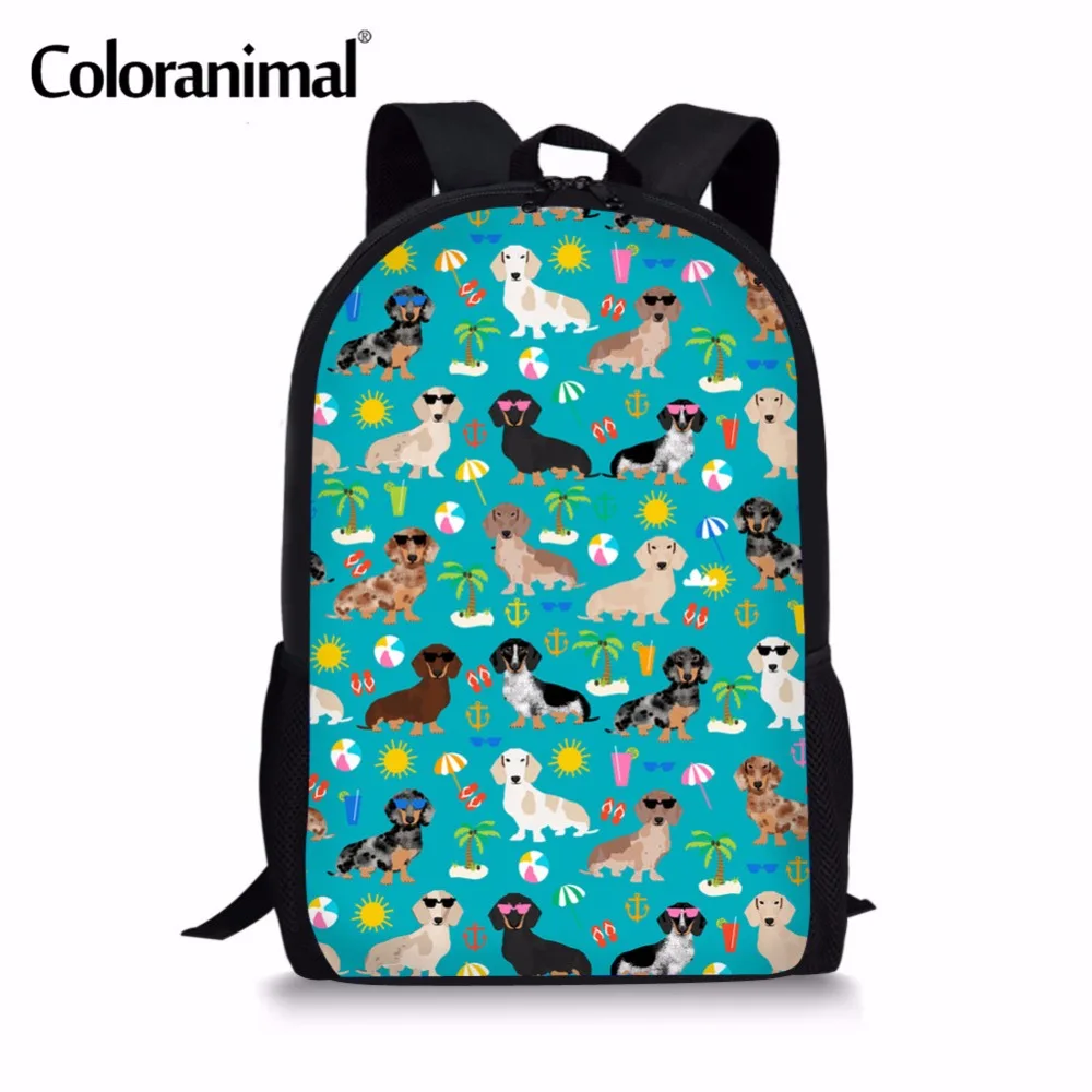 Coloranimal для девочек-подростков ранцы учащегося начальной школы рюкзак такса собака печать детская школьная сумка Бади Дети Книга сумка