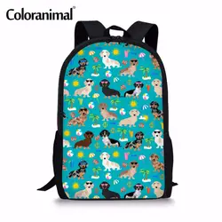 Coloranimal для девочек-подростков ранцы учащегося начальной школы рюкзак такса собака печать детская школьная сумка Бади Дети Книга сумка