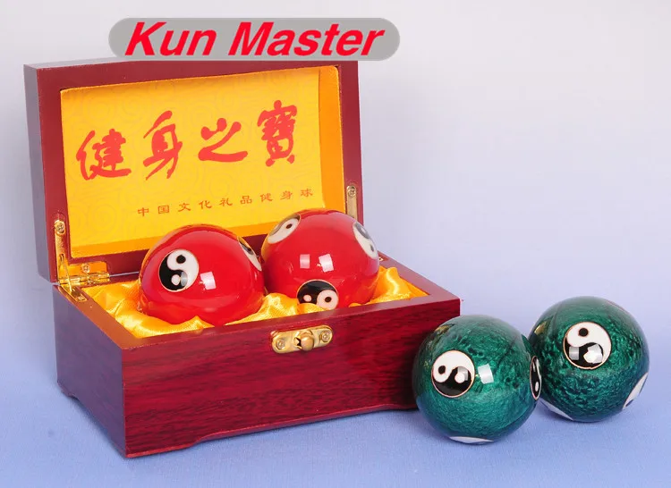 2Pcs Chinese Cloisonne Exercise Stress Ball Hand Wrist Baoding Ball Health Exercise Therapy Hand Massage Ball Tai Chi Pattern