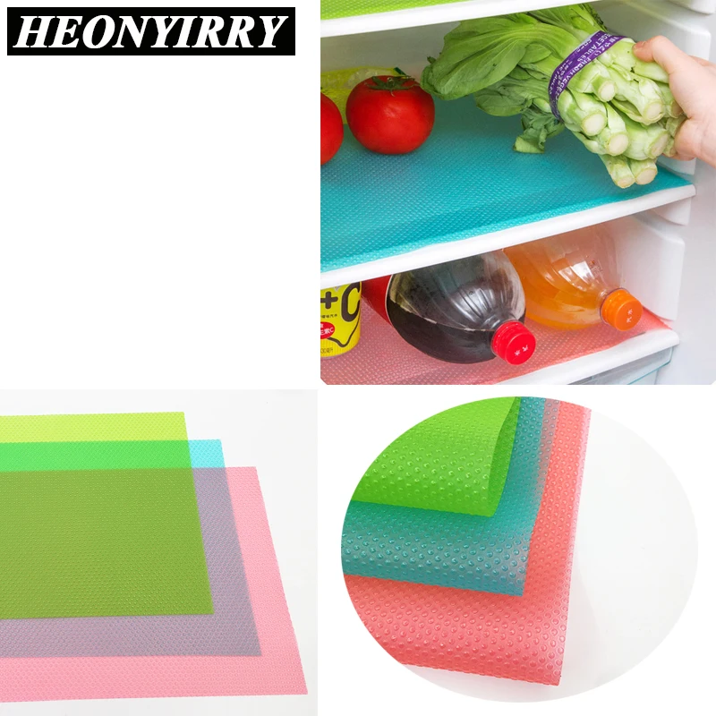 

1pc/4pcs Refrigerator Pad Antibacterial Antifouling Mildew Moisture Tailorable Pad Fridge Mats Waterproof silicone mat