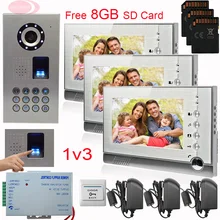 SUNFLOWERVDP 7” Video Intercom With Recording Intercom Key IP65 Waterproof Fingerprint/Code Unlock Video Doorphone Systems 1V3