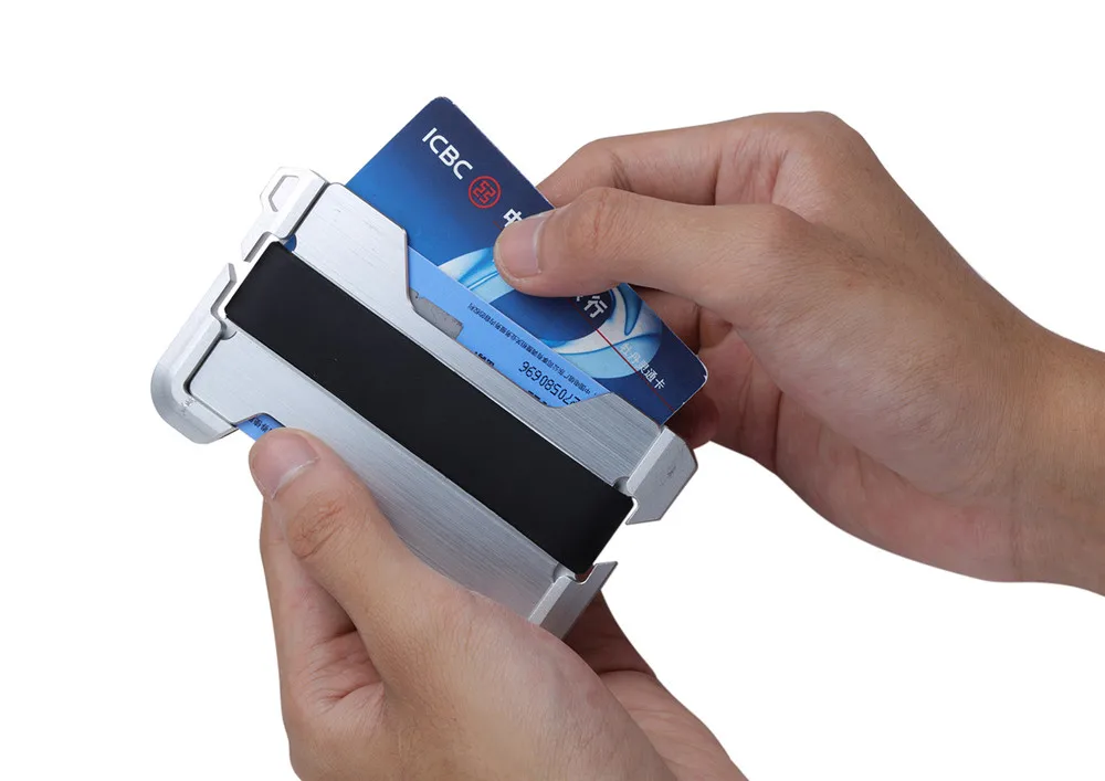 Weduoduo дизайн держатель для карт Алюминиевый металлический RFID блокирующий кредитный держатель для карт натуральная кожа минималистичный кошелек для карт для мужчин